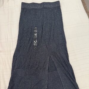 Banana Republic Charcoal Knit Shimmer Midi Skirt with Slit size XS